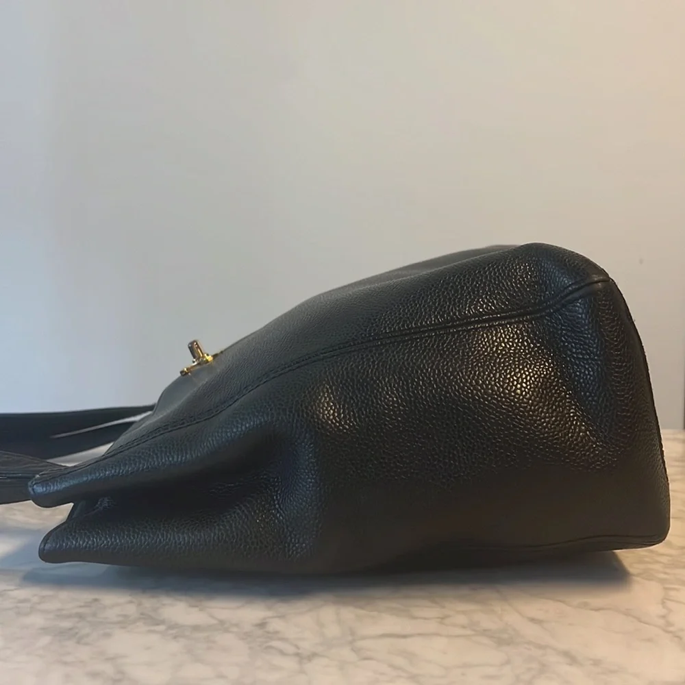CHANEL Coco Mark Black Caviar Leather Tote Shoulder Bag